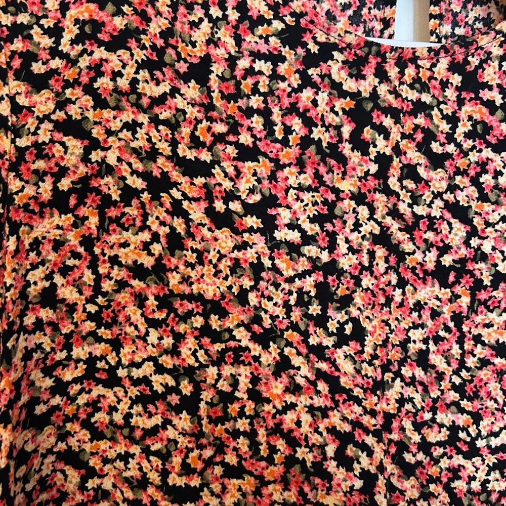 H&M Black Maxi Dress with Pink and Orange Floral Pattern
